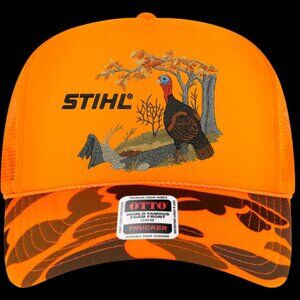 Turkey Hunting Stihl Hi-Vis Orange Camo Foam Trucker Mesh Otto Snap Back